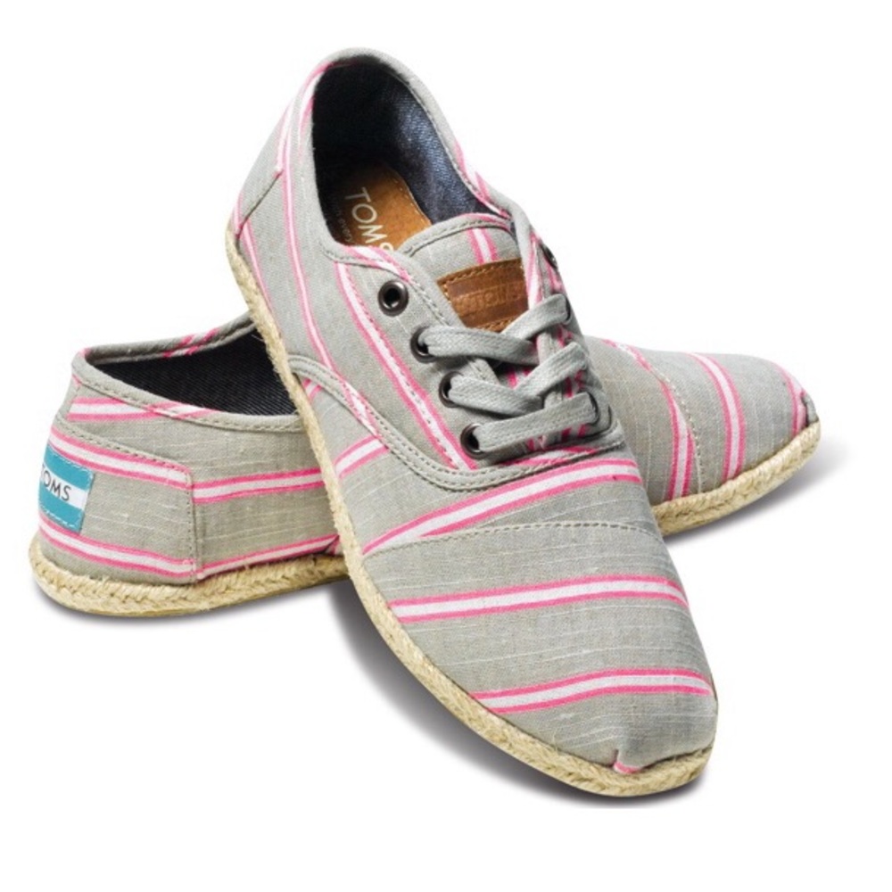 TOMS Hemp Cordones Pink Grey Size 6.5